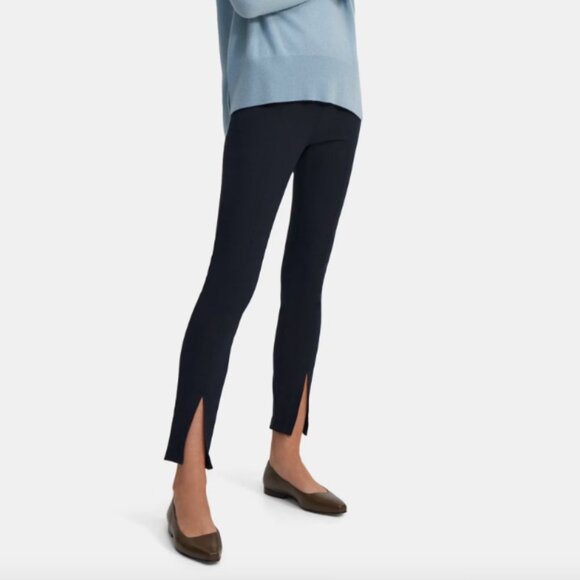 Theory Slit Legging in Eco Stretch Cotton Crop Dark Navy Blue - Picture 1 of 9